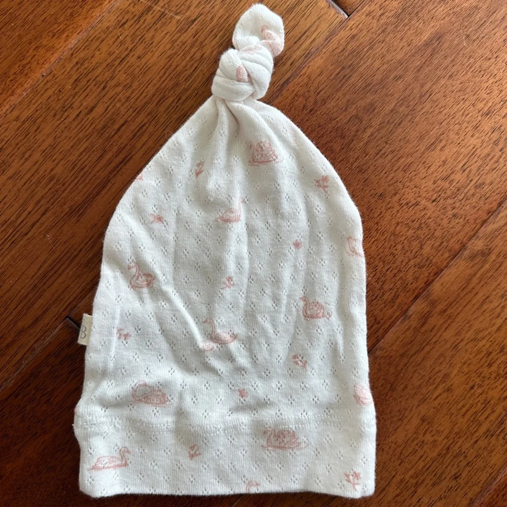 White and Pink Knotted Swan Baby Hat